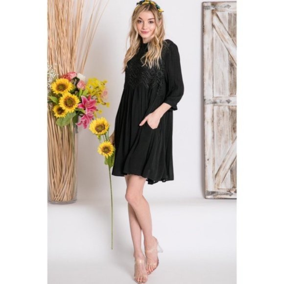 Davi & Dani Black Lace Detailed Vintage Dress - Picture 2 of 14